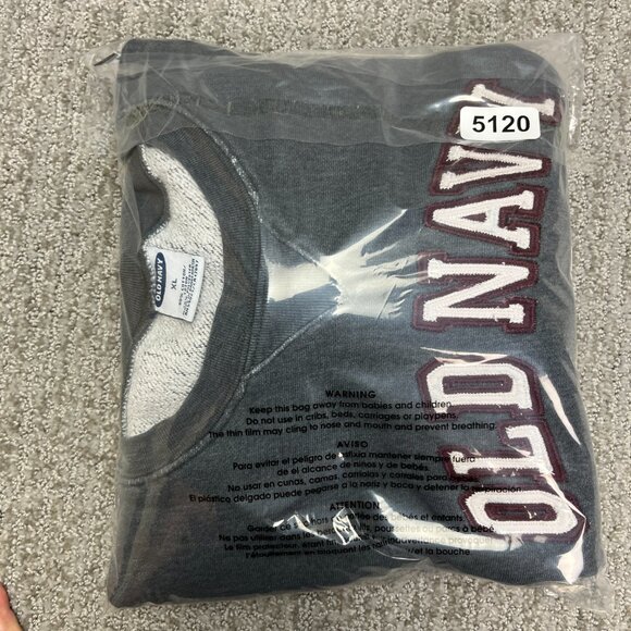 Vintage Old Navy Sweatshirt Mens XL Gray Spellout Heavy Well Worn 90s Y2K - Picture 16 of 16